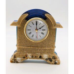 Small Resin Mantel/Desktop Clock Sandy Beach Hand Crafted NEW